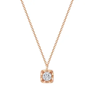 18K ROSE GOLD 1 FRENCH CUT DIAMOND=0.38ct I SI1 ARTISAN PAVE PENDANT