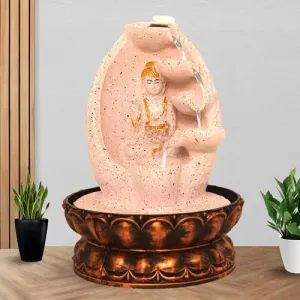 Art N Hub Lord Blessing Table Top Fountain with Light Decoration Items for Living Room and Office Long Lasting Color | Best Decorative Gift Items (20 x 20 x 27 CM | Dotted Pink Golden)