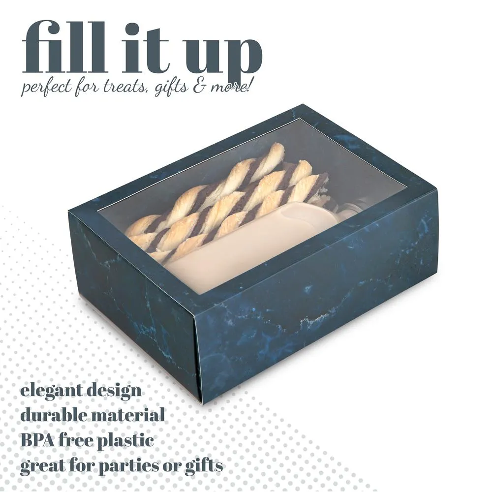 Clear Window Gift Boxes Rectangle Blue 7"x5"x2.5" 12 Pack
