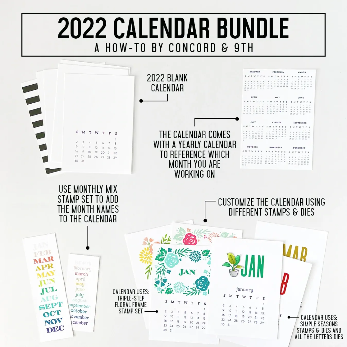 Concord & 9th Printed Calendar 5"X7" 15/Sheets 2022*