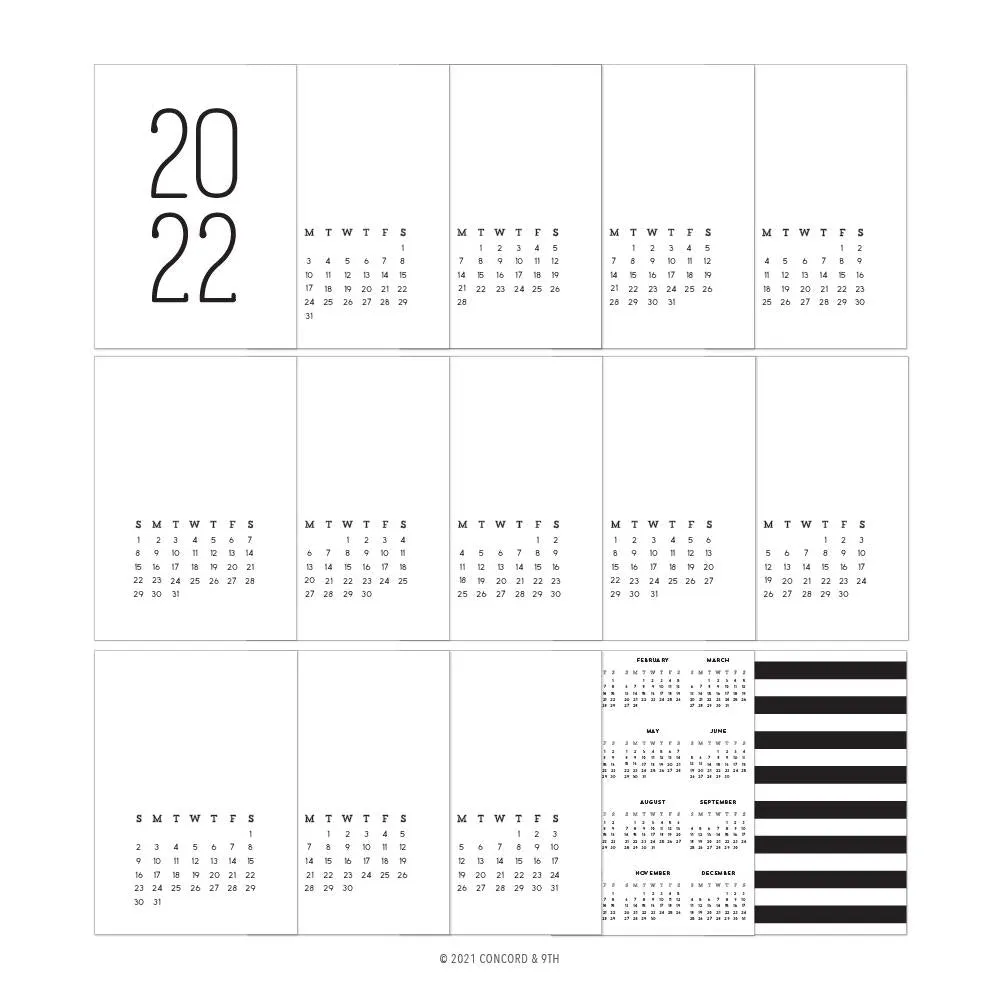 Concord & 9th Printed Calendar 5"X7" 15/Sheets 2022*