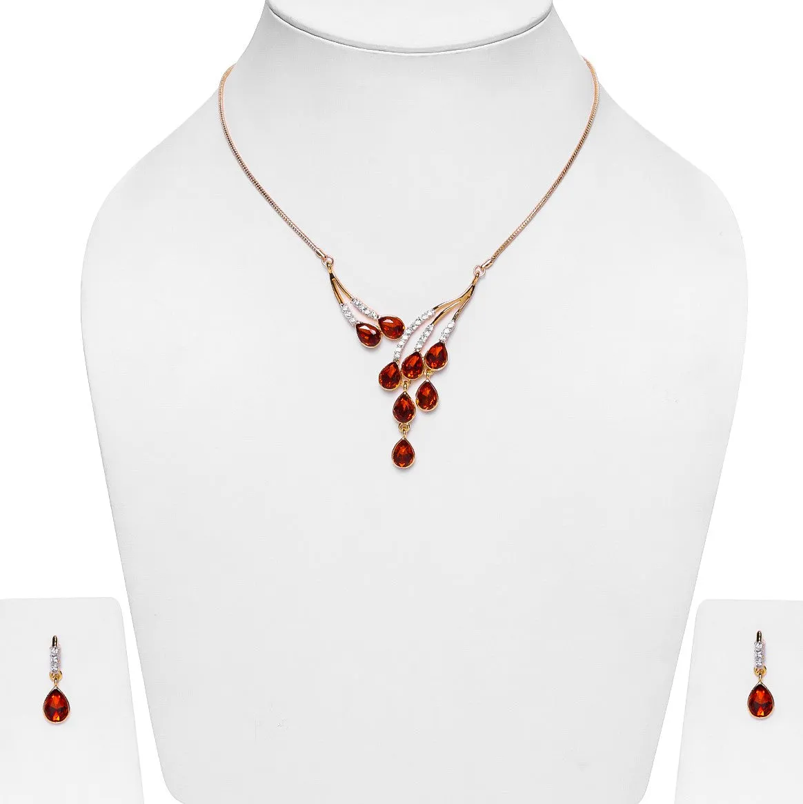 Estele - NOOR Ruby 24 KT Gold plated Necklace Set