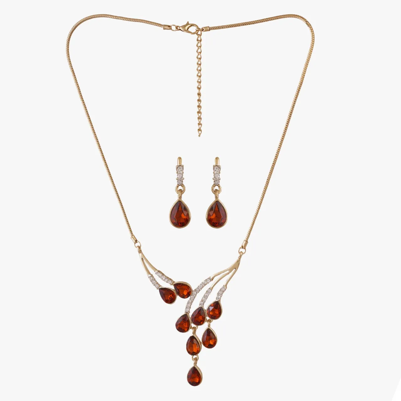 Estele - NOOR Ruby 24 KT Gold plated Necklace Set