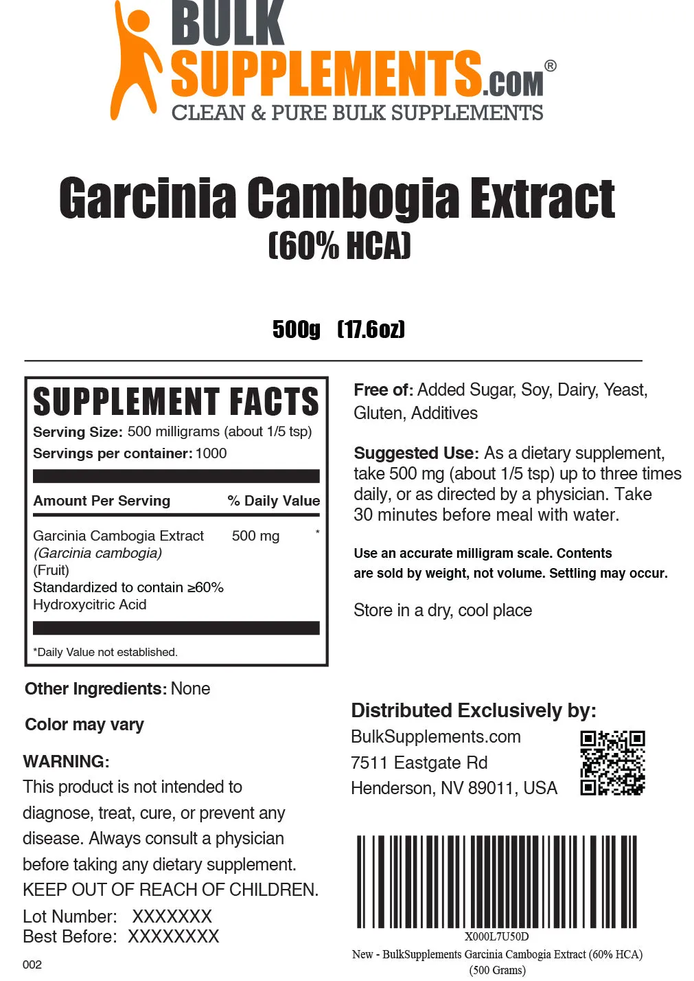 Garcinia Cambogia 60% HCA Powder