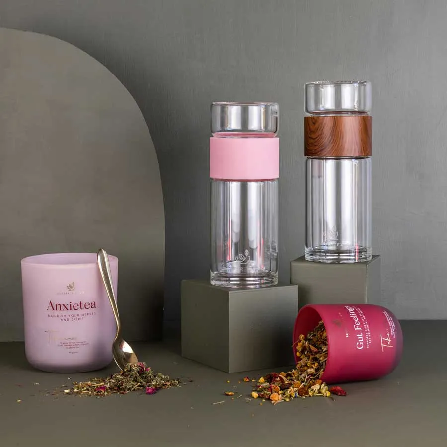 Glass Tea Infuser & Flask - Rose