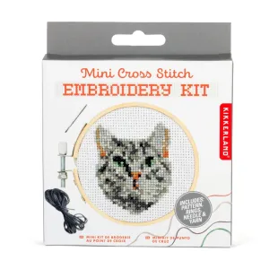 Kikkerland Mini CrossStitch Embroidery Kit Cat
